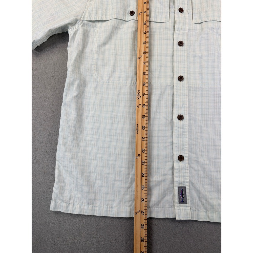 Patagonia Mens Short Sleeve Button Down Plaid Fishing Shirt Blue Medium - Picture 4 of 9